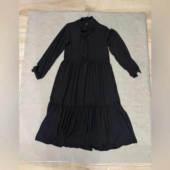 Monki Black Long Sleeve Dress, light weigh , - Picture 2 of 10